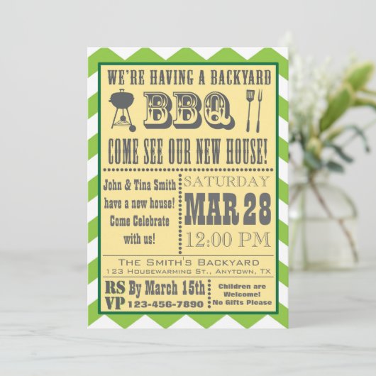 Barbecue Housewarming Invitation Kaart (Staand voorkant)