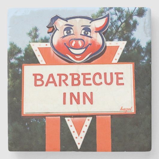 Barbecue Inn, Asheville. Barbecue Inn Stenen Onderzetter (Voorkant)