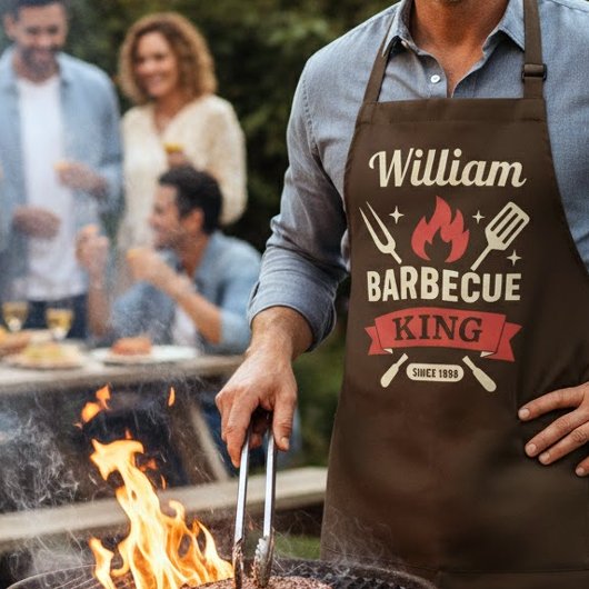 Barbecue King Apron with Custom Name Schort