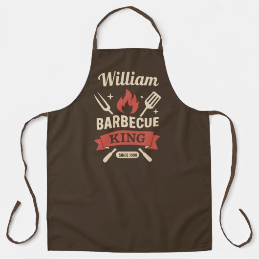 Barbecue King Custom Grill Apron -Personalize Name Schort (Voorkant)