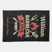 Barbecue King Keukenhanddoek met eigen naam (Horizontaal)