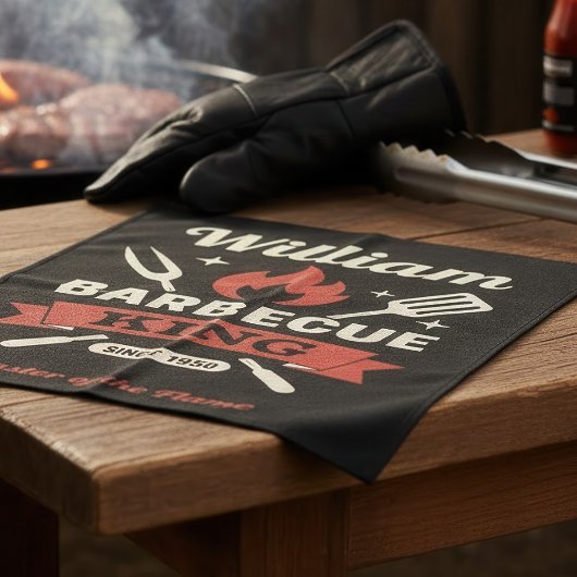 Barbecue King - Kitchen Towel (Custom Name) Theedoek