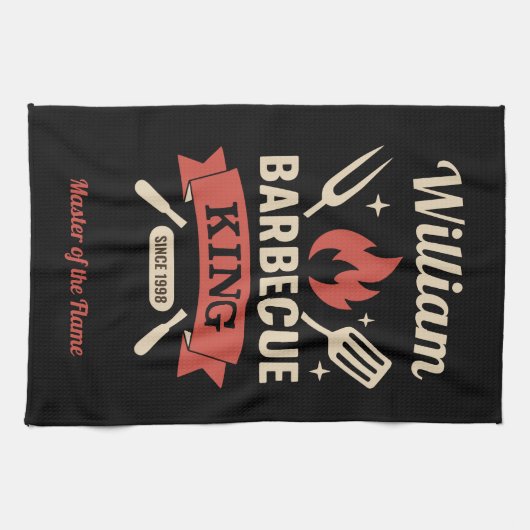 Barbecue King - Kitchen Towel (Custom Name) Theedoek (Horizontaal)