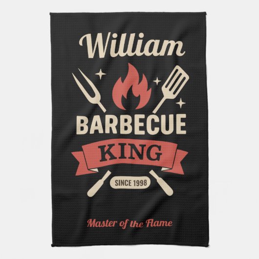 Barbecue King - Kitchen Towel (Custom Name) Theedoek (Verticaal)