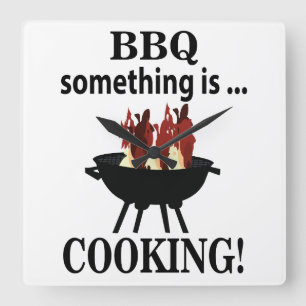 Barbecue Kok Chef Grappig BBQ Vierkante Klok