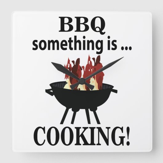 Barbecue Kok Chef Grappig BBQ  Vierkante Klok (Voorkant)