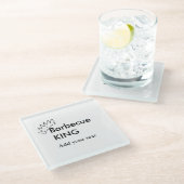 Barbecue koning voeg naam tekst mannen keuken bakk glazen onderzetter (Schuin)