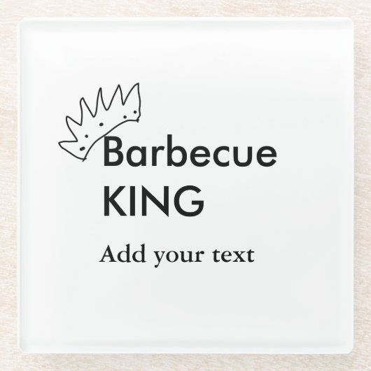 Barbecue koning voeg naam tekst mannen keuken bakk glazen onderzetter (Voorkant)