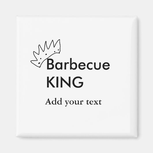 Barbecue koning voeg naam tekst mannen keuken bakk magneet (Voorkant)