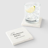 Barbecue koning voeg naam tekst mannen keuken bakk stenen onderzetter (Zijkant)