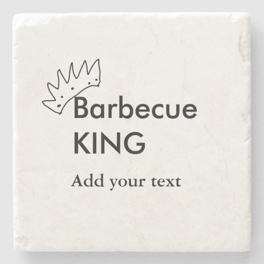 Barbecue koning voeg naam tekst mannen keuken bakk stenen onderzetter (Voorkant)