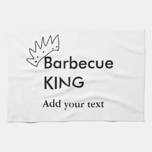 Barbecue koning voeg naam tekst mannen keuken bakk theedoek