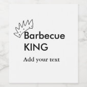 Barbecue koning voeg naam tekst mannen keuken bakk wijn etiket (Enkel label)