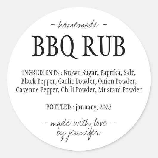 Barbecue-kruiden BBQ Rub Ronde Sticker (Voorkant)