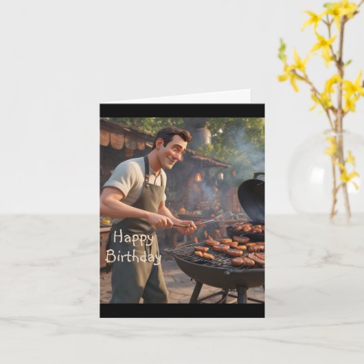 Barbecue Man Kaart (Gele Bloem)