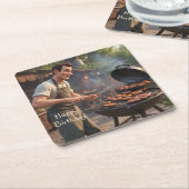 Barbecue Man Kartonnen Onderzetters (Schuin)