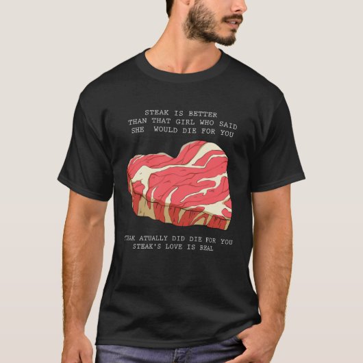 Barbecue meat heart love steak  saying t-shirt (Voorkant)