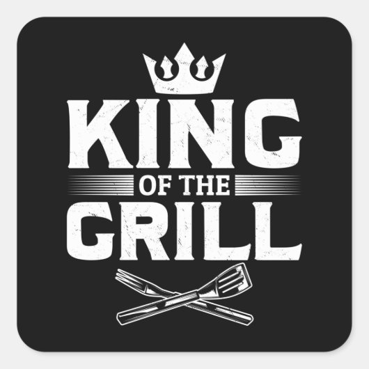 Barbecue Meat Smoking Men BBQ Grilling King Vierkante Sticker (Voorkant)