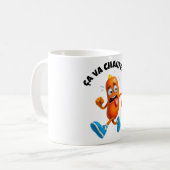 Barbecue met worst: Het wordt verwarmd. Koffiemok (Voorkant links)