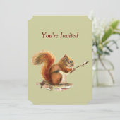 Barbecue Nodig Eekhoorn Toasting Marshmallows Fun Kaart (Staand voorkant)