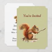 Barbecue Nodig Eekhoorn Toasting Marshmallows Fun Kaart (Voorkant / Achterkant)
