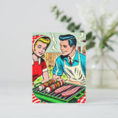  barbecue paar strips briefkaart (Staand voorkant)