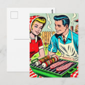  barbecue paar strips briefkaart (Voorkant / Achterkant)