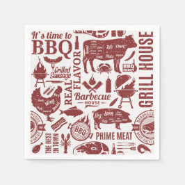 Barbecue Papieren Servetten, BBQ Gril Feest Benodi Servet