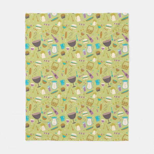 Barbecue Patroon Fleece Deken (Voorkant)