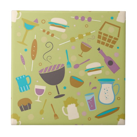 Barbecue Patroon Tegeltje (Voorkant)