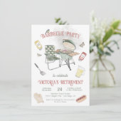 Barbecue Pensioen Aquarel Feestje Kaart (Staand voorkant)