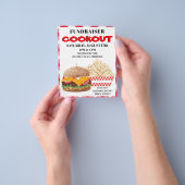 Barbecue picknick met fastfood geruite stof flyer (Hand)