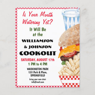Barbecue Picknick Reünie Fast Food Gingham Flyer