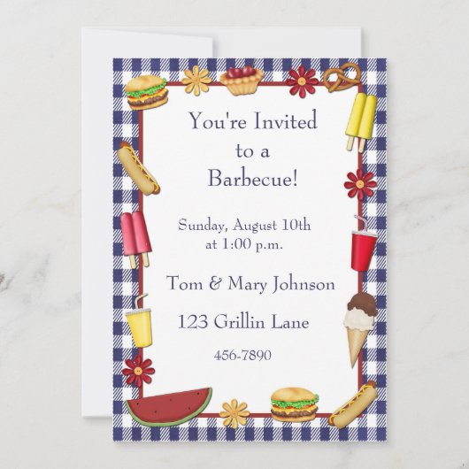 Barbecue Picnic Border Blue Kaart (Voorkant)