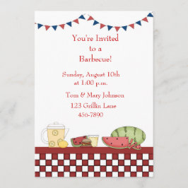 Barbecue Picnic Checkered Border Kaart