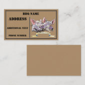 Barbecue Pigs Pen en Ink Waterverf Schets Visitekaartje (Voorkant / Achterkant)