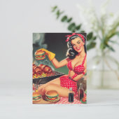 Barbecue Pin Up Briefkaart (Staand voorkant)