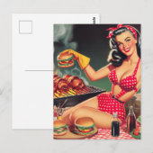 Barbecue Pin Up Briefkaart (Voorkant / Achterkant)