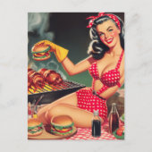 Barbecue Pin Up Briefkaart (Voorkant)