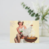Barbecue Pin-Up Girl Briefkaart (Staand voorkant)