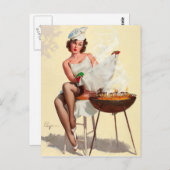 Barbecue Pin-Up Girl Briefkaart (Voorkant / Achterkant)