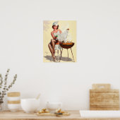 Barbecue Pin-Up Girl Poster (Keuken)