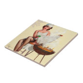 Barbecue Pin-Up Girl Tegeltje (Zijkant)
