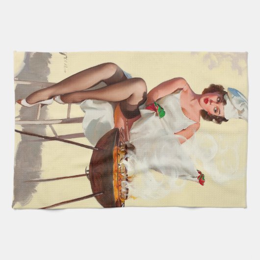 Barbecue Pin-Up Girl Theedoek (Horizontaal)