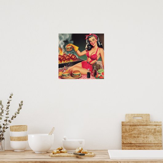  Barbecue Pin Up Poster (Keuken)