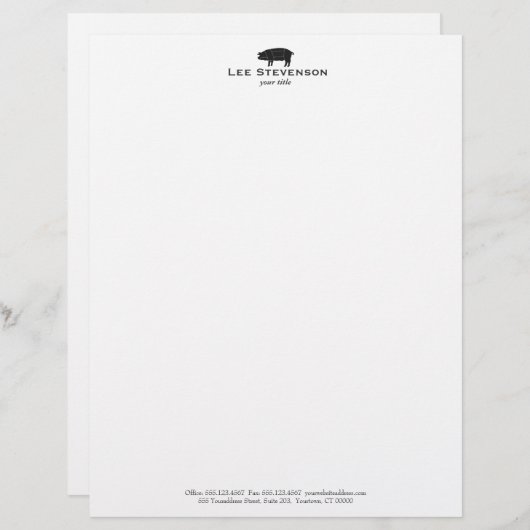 Barbecue Pork Pig Persoonlijk Briefhoofd (Voorkant / Achterkant)