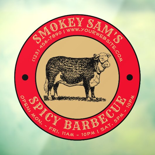 Barbecue Restaurant Sjabloon Raamsticker (Vel 3)