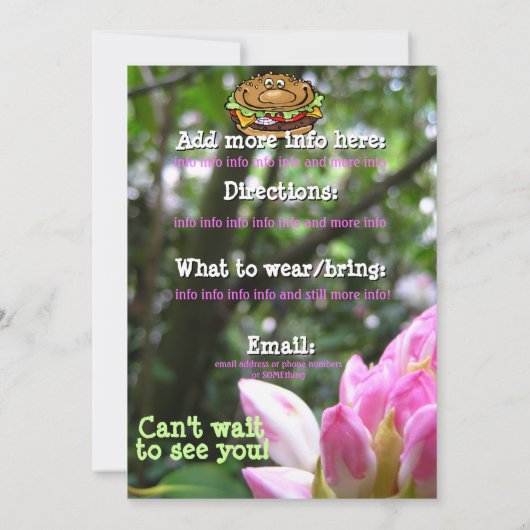 Barbecue Summer Outdoorparty CUSTOMIZE Kaart (Achterkant)