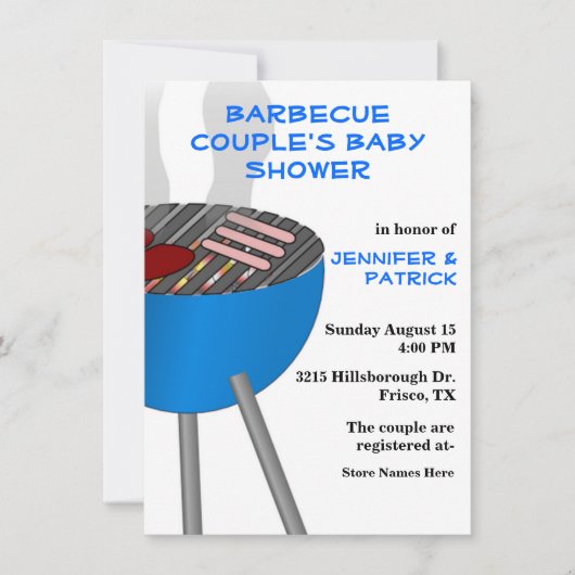 Barbecue Th-Couple's Baby shower Invitation Kaart (Voorkant)