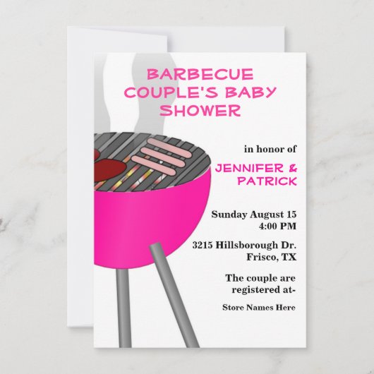 Barbecue Th-Couple's Baby shower Invitation Kaart (Voorkant)